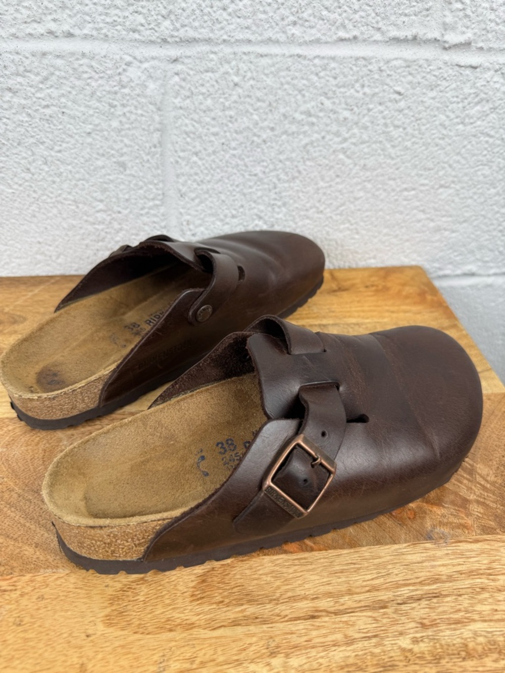 Birkenstock Boston Leather Clogs Brown Size 38 / US 7-7.5 - Picture 2 of 10
